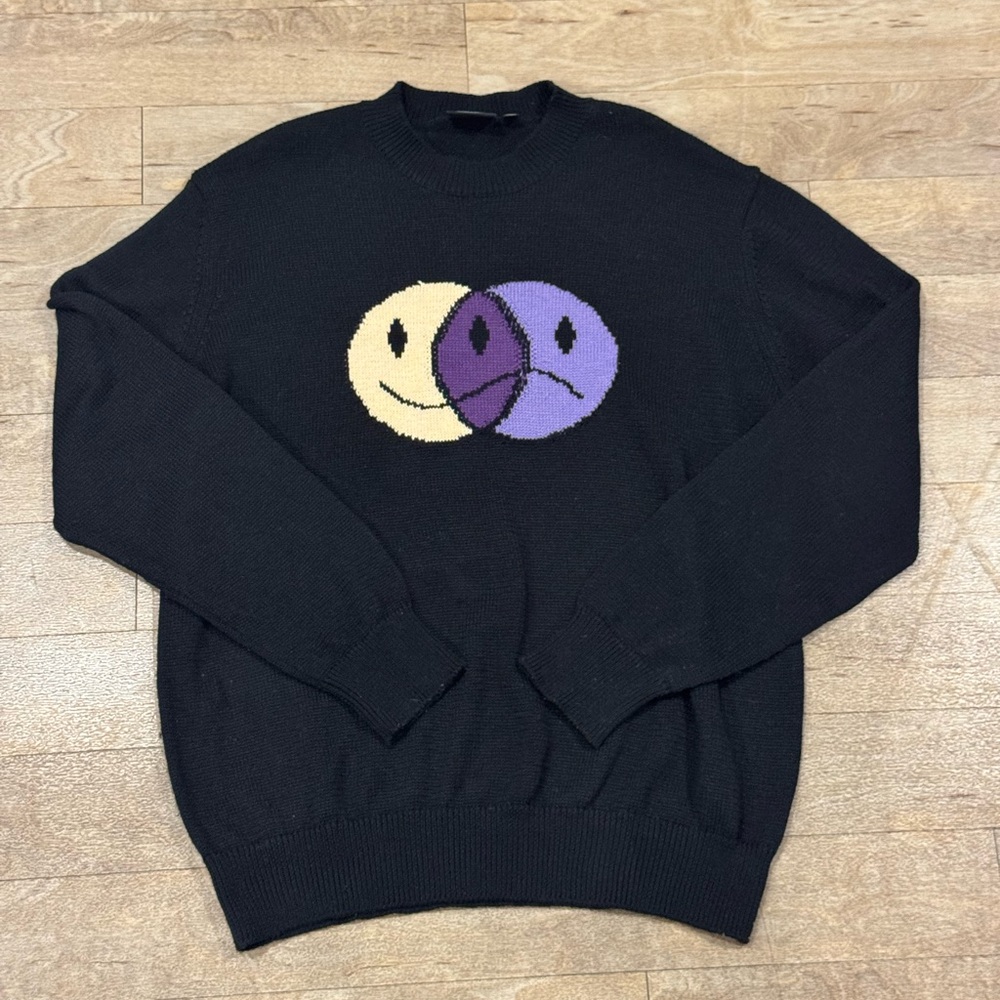 PacSun x WeSC Leon "Funny N Sad" Cotton Sweater Black Size XLarge